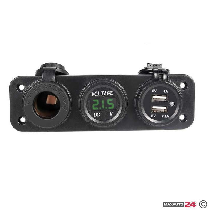 Волтметър с 2 USB порта и гнездо - 1632