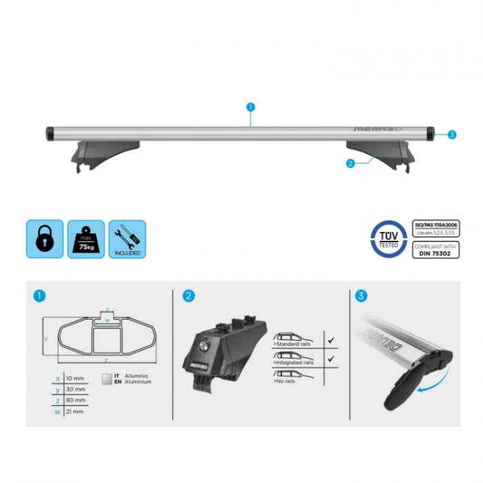 Автобагажник Menabo за интегриран рейлинг - 886