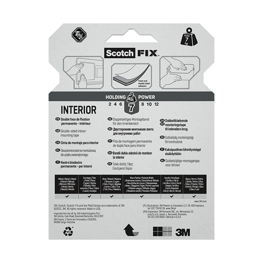 Двойнолепящо тиксо 3M Scotch FIX 19мм х 1.5м до 7кг Интериор
