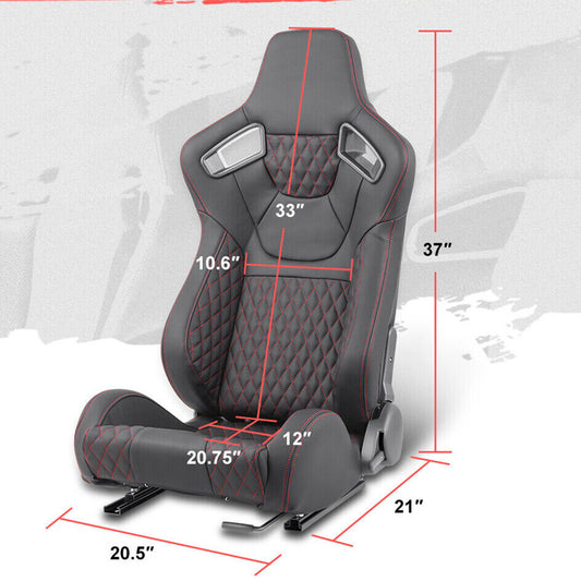 Спортни седалки за МПС - 9015 Черна с червен конец