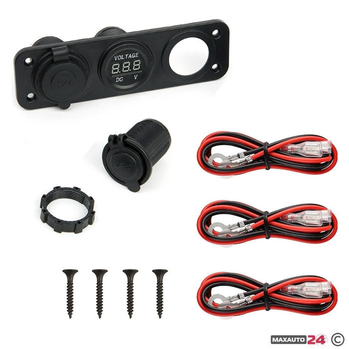 Волтметър с 2 USB порта, гнездо и кабел - 1632