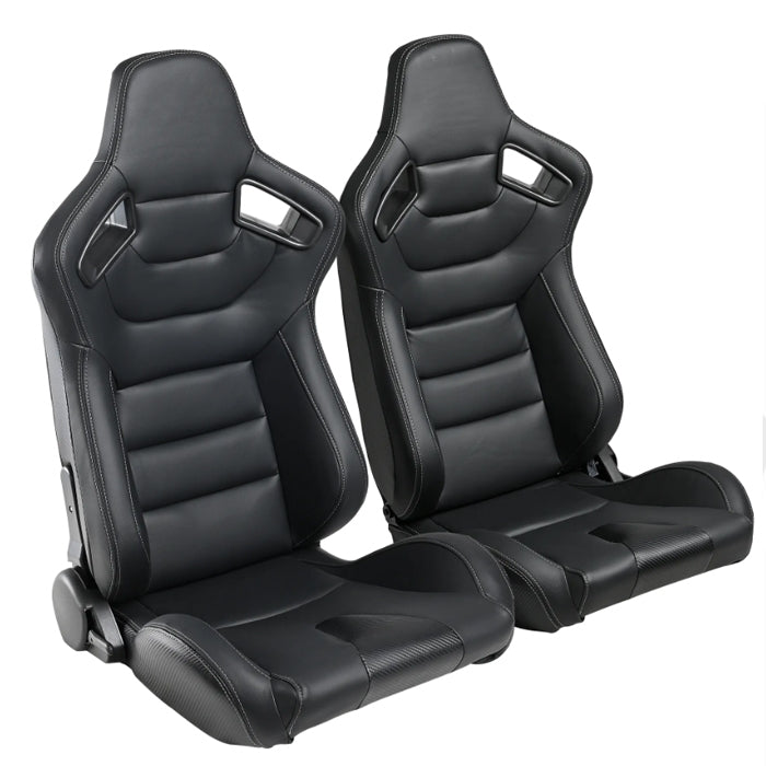 Спортни седалки за МПС - 1053 - черни с бял конец