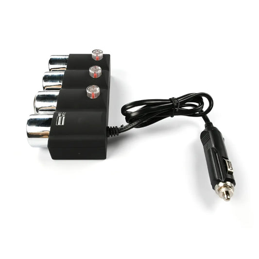 Разклонител за запалка с 3 гнезда и 2 USB - 1508