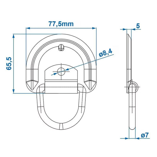 Скоба за под на ремарке 76x66мм 3393
